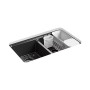 Kohler Riverby® 33" undermount double-bowl workstation kitchen sink - Black Black