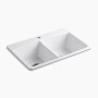 Kohler Brookfield™ 33" top-mount double-bowl kitchen sink - White