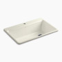 Kohler Riverby® 33" top mount single-bowl workstation kitchen sink - Biscuit