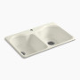 Kohler Hartland® 33" top mount double-bowl kitchen sink - Biscuit