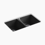 Kohler Deerfield® 33" undermount double-bowl kitchen sink - Black Black