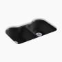 Kohler Hartland® 33" undermount double-bowl kitchen sink - Black Black