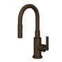 ROHL Lombardia Pulldown Bar & Food Prep Faucet - Tuscan Brass With Metal Lever Handle