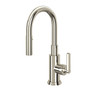 ROHL Lombardia Pulldown Bar & Food Prep Faucet - Polished Nickel With Metal Lever Handle