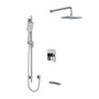 Riobel Equinox Type T/P (Thermostatic/Pressure Balance) 1/2 Inch Coaxial 3-Way System With Hand Shower Rail Shower Head And Spout Chrome - Chrome