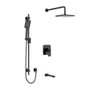 Riobel Equinox Type T/P (Thermostatic/Pressure Balance) 1/2 Inch Coaxial 3-Way System With Hand Shower Rail Shower Head And Spout Chrome - Matte Black