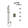 Riobel Reflet Type T/P (Thermostatic/Pressure Balance) Double Coaxial System With Hand Shower Rail 4 Body Jets And Shower Head - Brushed Nickel