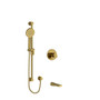 Riobel Ode 1/2 Inch 2-Way Type T/P (Thermostatic/Pressure Balance) Coaxial System With Spout And Hand Shower Rail - Brushed Gold