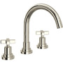 Rohl Lombardia 1.2 GPM Widespread Bathroom Faucet with Pop Up Drain Assembly - Polished Nickel