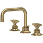 Rohl Graceline 1.2 GPM Widespread Bathroom Faucet with Pop-Up Drain Assembly- Antique Gold