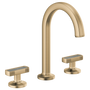 Brizo Kintsu® Widespread Lavatory Faucet with Arc Spout - Less Handles, Knob with Concrete Inlay Handle 1.5 GPM - Brilliance® Luxe Gold®