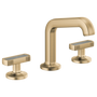 Brizo Kintsu® Widespread Lavatory Faucet with Angled Spout - Less Handles 1.5 GPM - Knob with Concrete Inlay Handle - Brilliance® Luxe Gold®