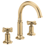Brizo Invari® Widespread Lavatory Faucet with Arc Spout - Less Handles 1.2 GPM - Cross Handle - Brilliance® Polished Gold