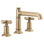 Brizo Invari® Widespread Lavatory Faucet with Column Spout - Less Handles 1.5 GPM - Cross Handle - Brilliance® Luxe Gold®