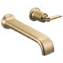 Brizo Allaria wall-mount bathroom faucet in Luxe Gold finish with sleek lever handle
