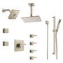 Brizo Sensori Custom Thermostatic Shower System with Wall and Ceiling Showerhead, Volume Controls, Body Sprays, and Hand Shower - Valves Included - Brilliance Brushed Nickel