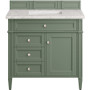 James Martin Vanities Brittany 36" Single Basin Poplar Wood Vanity Set with 3 cm Pearl Jasmine Quartz Vanity Top and Rectangular Sink