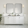 James Martin Vanities Chicago 72" Free Standing or Wall Mounted Double Basin Poplar Wood Vanity Set with 3 cm Carrara White Natural Stone Vanity Top and Rectangular Sinks