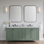James Martin Vanities Chicago 72" Free Standing or Wall Mounted Double Basin Poplar Wood Vanity Set with 3 cm Ethereal Noctis Quartz Vanity Top and Rectangular Sinks