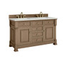 James Martin Vanities Brookfield 60" Free Standing Double Basin Vanity Set with Quartz Top and Rectangular Sinks - 547-V60D-3LDL