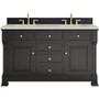 James Martin Vanities Brookfield 60" Free Standing Double Basin Vanity Set with Quartz Top and Rectangular Sinks - 547-V60D-3VSL