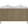 James Martin Vanities Chicago 60" Free Standing Double Basin Vanity Set with Marble Top and Rectangular Sinks