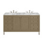 James Martin Vanities Chicago 60" Free Standing Double Basin Vanity Set with Marble Top and Rectangular Sinks