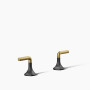 Kohler Occasion® Lever Bathroom Sink Faucet Handles - Matte Black with Brushed Moderne Brass