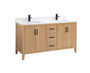 Royal Rodeo 60 inch Natural Maple Double Sink Bathroom Vanity with Quartz Countertop