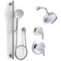 Kohler Tempered Pressure Balanced Shower System with Shower Head, Hand Shower, Valve Trim, and Shower Arm - Polished Chrome