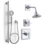 Kohler Pinstripe Pressure Balanced Shower System with Shower Head, Hand Shower, Valve Trim, and Shower Arm - Polished Chrome