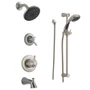 Delta TempAssure 17T Series Thermostatic Tub and Shower System with Volume Control, Shower Head, Hand Shower, and Slide Bar - Includes Rough-In Valves-  Brilliance Stainless