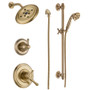Delta Monitor 17 Series Dual Function Pressure Balanced Shower System with Integrated Volume Control, Shower Head, and Hand Shower - Includes Rough-In Valves - Champagne Bronze