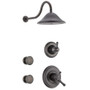 Delta Monitor 17 Series Dual Function Pressure Balanced Shower System with Integrated Volume Control, Shower Head, and 2 Body Sprays - Includes Rough-In Valves - Venetian Bronze
