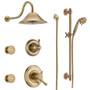 Delta Monitor 17 Series Dual Function Pressure Balanced Shower System with Integrated Volume Control, Shower Head, 2 Body Sprays and Hand Shower - Includes Rough-In Valves - Champagne Bronze