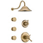 Delta TempAssure 17T Series Thermostatic Shower System with Integrated Volume Control, Shower Head, and 3 Body Sprays - Includes Rough-In Valves - Champagne Bronze
