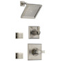Delta Monitor 14 Series Single Function Pressure Balanced Shower System with Shower Head, and 2 Body Sprays - Includes Rough-In Valves - Brilliance Stainless