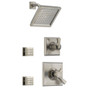 Delta Monitor 17 Series Dual Function Pressure Balanced Shower System with Integrated Volume Control, Shower Head, and 2 Body Sprays - Includes Rough-In Valves - Brilliance Stainless