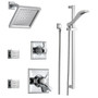 Delta Monitor 17 Series Dual Function Pressure Balanced Shower System with Integrated Volume Control, Shower Head, 2 Body Sprays and Hand Shower - Includes Rough-In Valves - Chrome