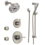 Delta Monitor 14 Series Single Function Pressure Balanced Shower System with Shower Head, 2 Body Sprays and Hand Shower - Includes Rough-In Valves - Brilliance Stainless