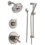 Delta Monitor 17 Series Dual Function Pressure Balanced Shower System with Integrated Volume Control, Shower Head, and Hand Shower - Includes Rough-In Valves - Brilliance Stainless