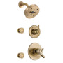 Delta Monitor 17 Series Dual Function Pressure Balanced Shower System with Integrated Volume Control, Shower Head, and 2 Body Sprays - Includes Rough-In Valves - Champagne Bronze