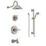 Delta Monitor 14 Series Pressure Balanced Tub and Shower System with Shower Head, Hand Shower, and Slide Bar - Includes Rough-In Valves - Brilliance Stainless
