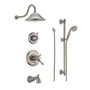 Delta TempAssure 17T Series Thermostatic Tub and Shower System with Volume Control, Shower Head, Hand Shower, and Slide Bar - Includes Rough-In Valves - Brilliance Stainless