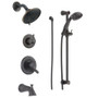 Delta Monitor 17 Series Pressure Balanced Tub and Shower System with Volume Control, Shower Head, Hand Shower, and Slide Bar - Includes Rough-In Valves Venetian Bronze