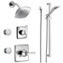 Delta Monitor 14 Series Single Function Pressure Balanced Shower System with Shower Head, 2 Body Sprays and Hand Shower - Includes Rough-In Valves - Chrome