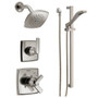 Delta Monitor 17 Series Dual Function Pressure Balanced Shower System with Integrated Volume Control, Shower Head, and Hand Shower and Rough-In Valves - Brilliance Stainless
