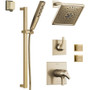 Delta Monitor 17 Series Dual Function Pressure Balanced Shower System with Integrated Volume Control, Shower Head, 2 Body Sprays and Hand Shower - Includes Rough-In Valves - Champagne Bronze