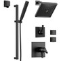 Delta Monitor 17 Series Dual Function Pressure Balanced Shower System with Integrated Volume Control, Shower Head, 2 Body Sprays and Hand Shower - Includes Rough-In Valves - Matte Black