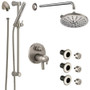 Delta Trinsic Thermostatic Shower System with Shower Head, Shower Arm, Hand Shower, Slide Bar, Bodysprays, Hose, Valve Trim and MultiChoice Rough-In - Brilliance Stainless